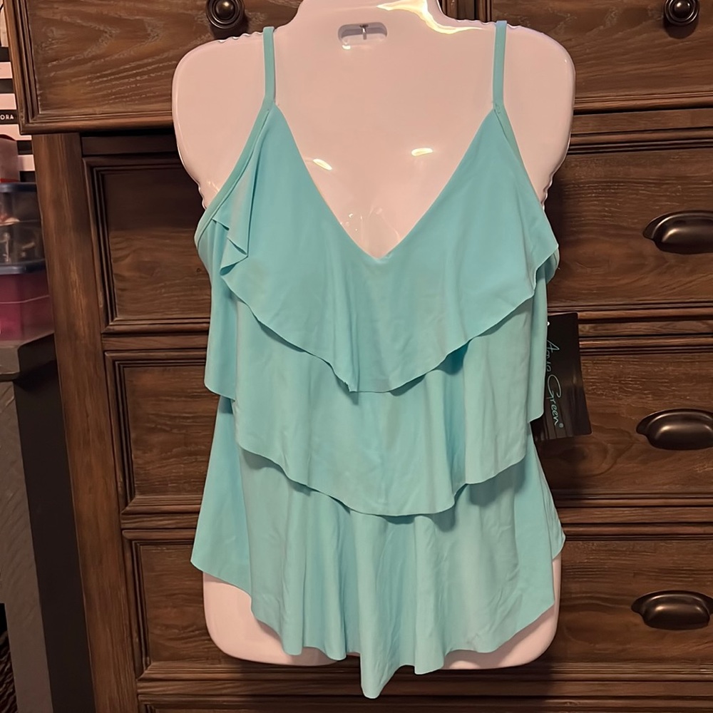 Aqua Green, tankini top only, size large